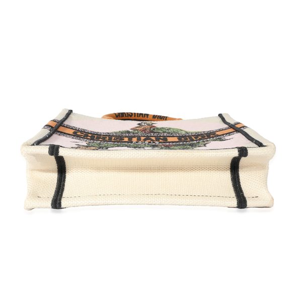 Christian Dior White and Multicolor Embroidery Vertical Book Tote - Picture 5 of 7